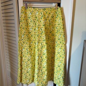 LOFT Yellow Pleated Maxi Skirt A-Line Resort Wear